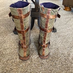 Morenatom Suede and Tapestry Buckle Boots
